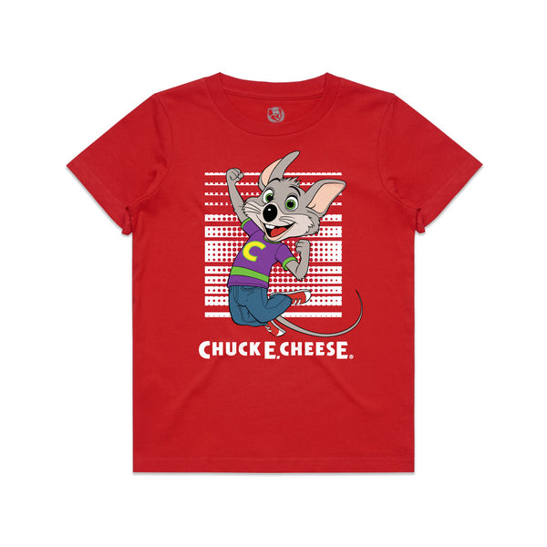 Sporty Chuck E. Tee Red Youth Chuck E. Cheese Store